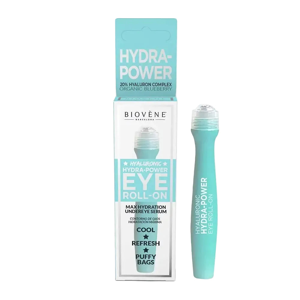 aBiovène Barcelona Hyaluronic Hydra-Power Eye Roll-On with 20% hyaluronic acid for hydration and depuffing
