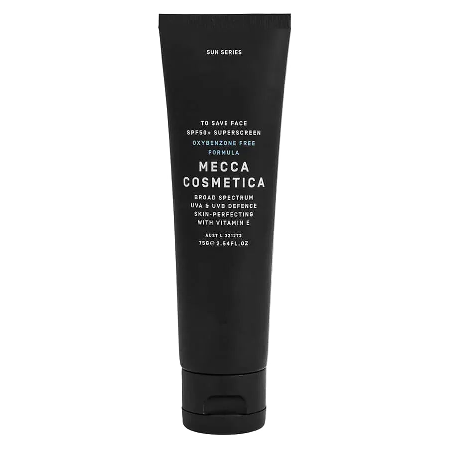 Mecca Cosmetica To Save Face SPF50+ Superscreen oxybenzone free chemical sunscreen for daily UV protection