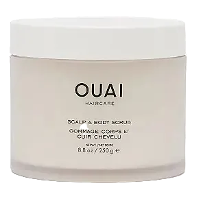 OUAI Scalp & Body Scrub with sugar crystals and coconut oil for exfoliating and nourishing