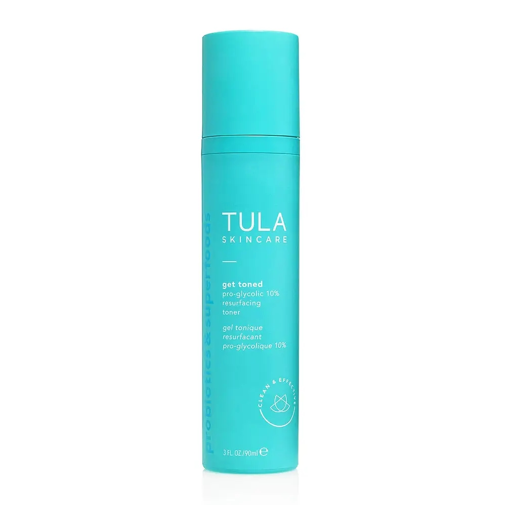 TULA Get Tned Pro-Glycolic 10% Resurfacing Toner for exfoliation and brightening