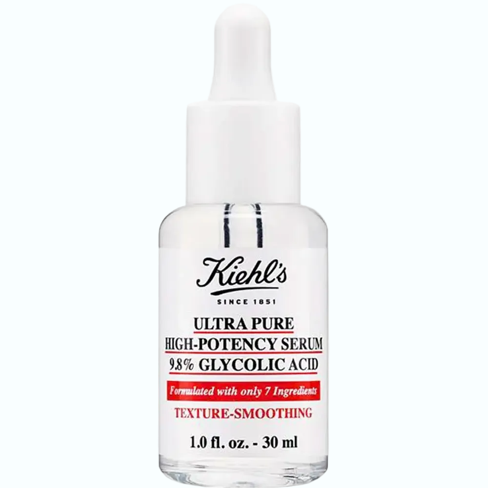 Kiehl's Ultra Pure High-Potency 9.8% Glycolic Acid Serum for exfoliation and brightening