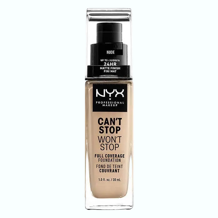 NYX Can't Stop Won't Stop Full Coverage Foundation for long-lasting matte finish and waterproof wear
