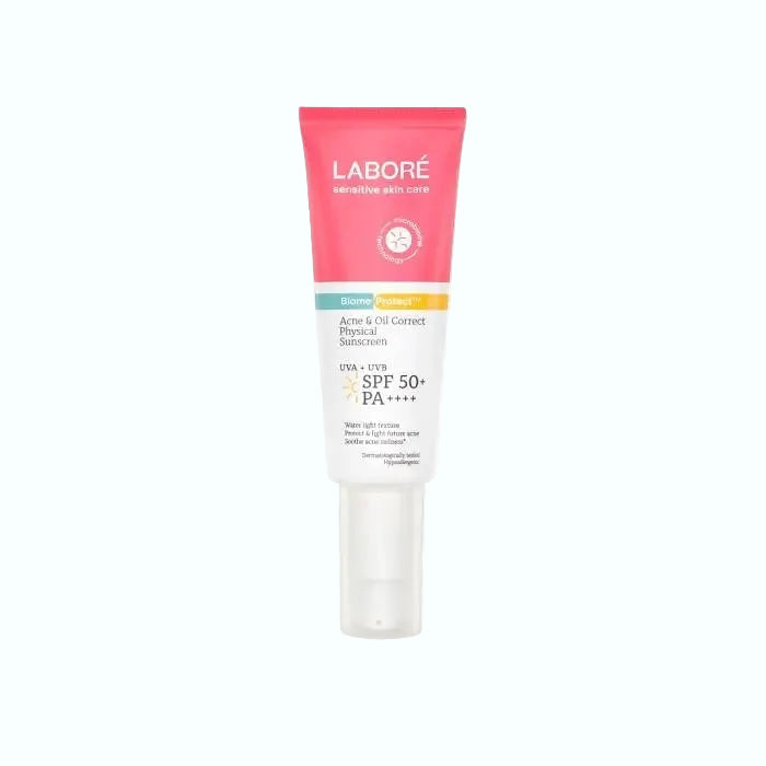 LABORÉ Acne & Oil Correct Physical Sunscreen SPF 50+ for acne-prone skin with mineral UV protection