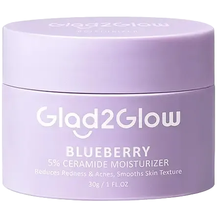 Glad2Glow 5% Blueberry Moisturizer Cream with 5x ceramides for barrier repair and soothing