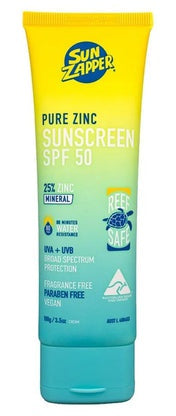 Sun Zapper Pure Zinc Natural Sun Cream SPF 50 Reef Safe & Non Nano Zinc Oxide Sunscreen