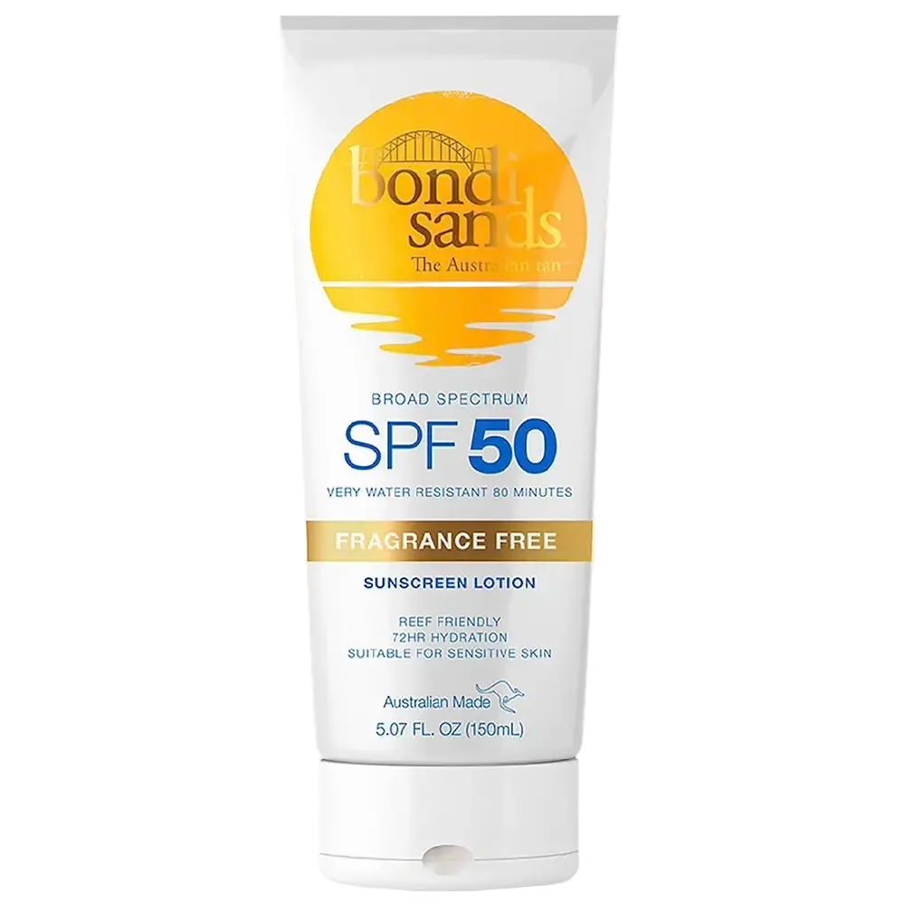 Bondi Sands Fragrance Free SPF 50 Face Sunscreen Lotion for daily UV protection