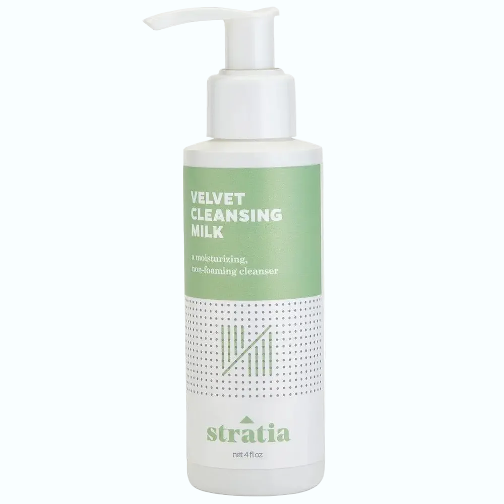 Stratia Velvet Cleansing Milk gentle cream cleanser with olive oil and aloe for dry sensitive skin
