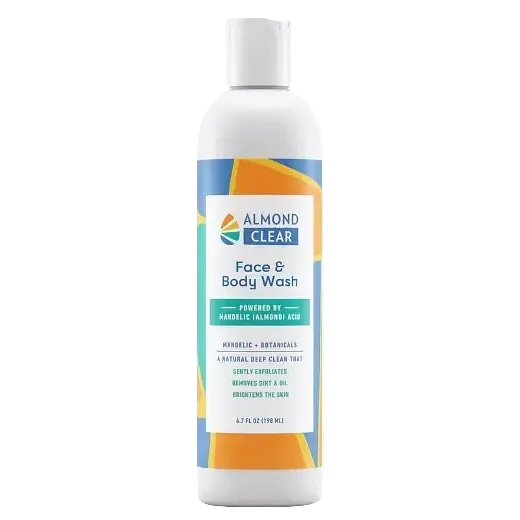 Almond Clear Face & Body Wash with mandelic acid for acne, folliculitis and ingrown hairs
