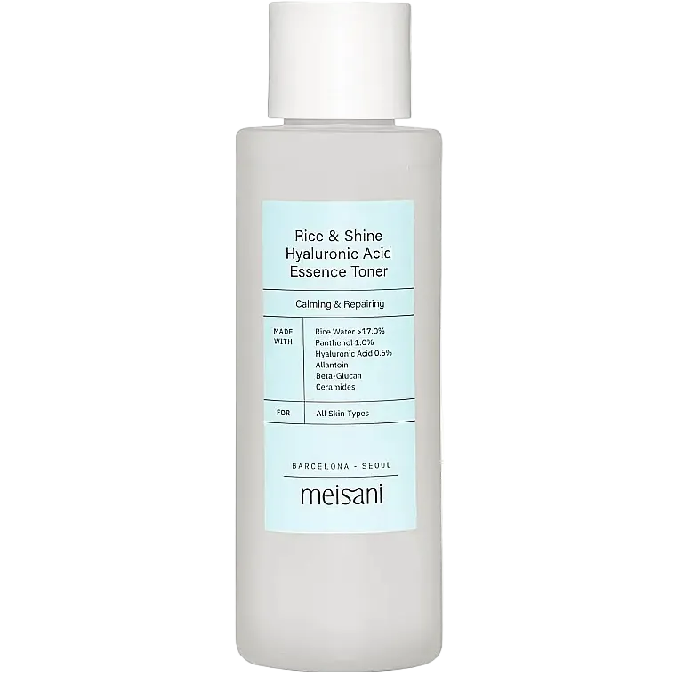Meisani Rice And Shine Hyaluronic Acid Essence Toner for hydration and brightening with rice bran