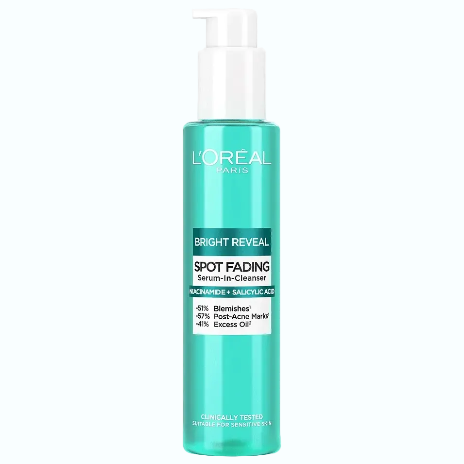 L'Oreal Bright Reveal Serum-In-Cleanser with niacinamide and salicylic acid for dark spots and acne-prone skin