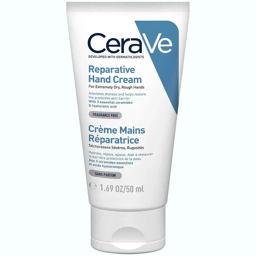 CeraVe Reparative Hand Cream with ceramides for dry, cracked hands and barrier repair