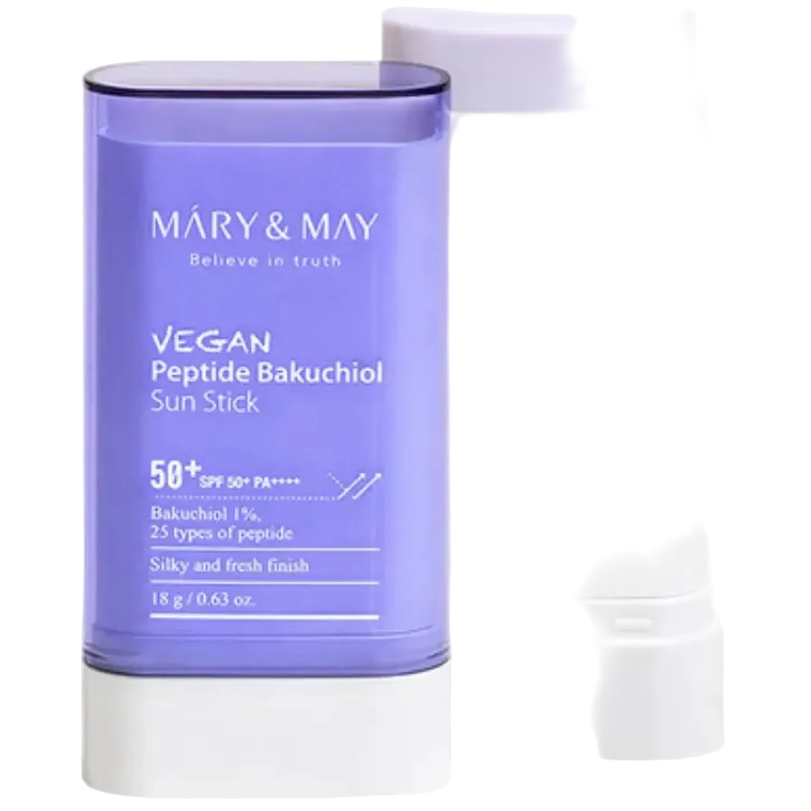 Mary & May Vegan Peptide Bakuchiol Sun Stick SPF 50+ PA++++ with 25 peptides and bakuchiol