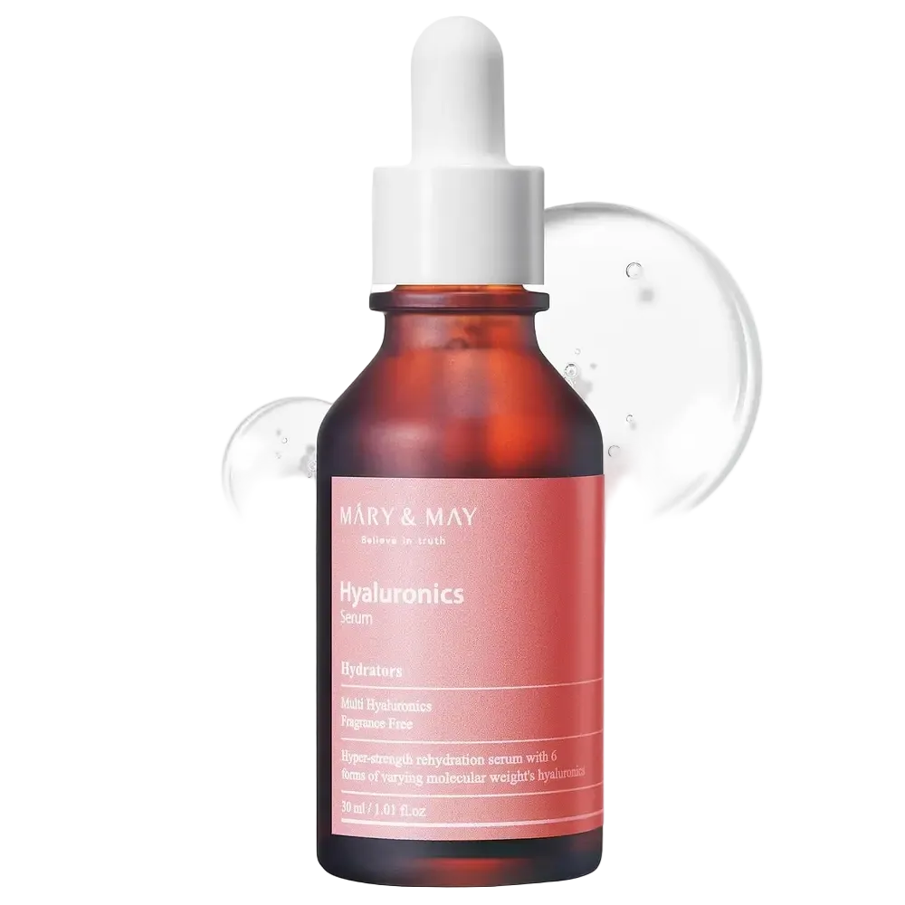 Mary & May Hyaluronics Serum with 6 types of hyaluronic acid for deep hydration and plump skin