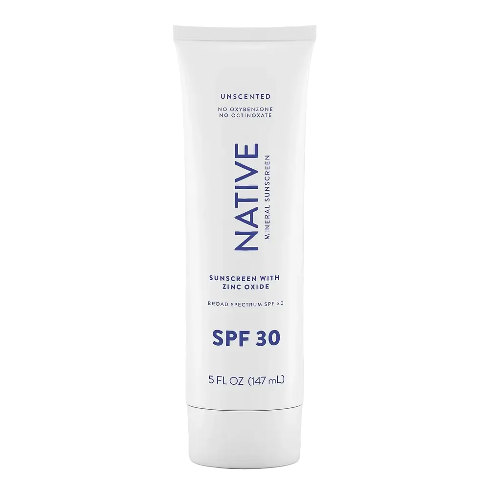 Native Body Mineral Sunscreen SPF 30 with zinc oxide for broad-spectrum sun protection