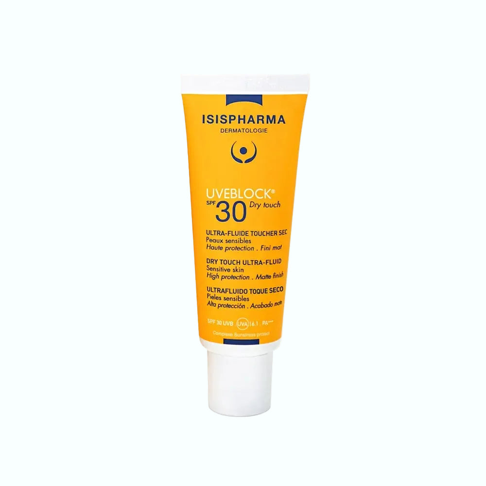 Isispharma Uveblock Dry Touch SPF 30 ultra-fluid mattifying sunscreen for oily and sensitive skin