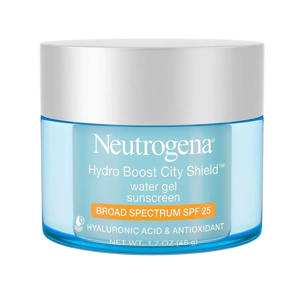 Neutrogena Hydro Boost City Shield Water Gel SPF 25 hydrating sunscreen with hyaluronic acid