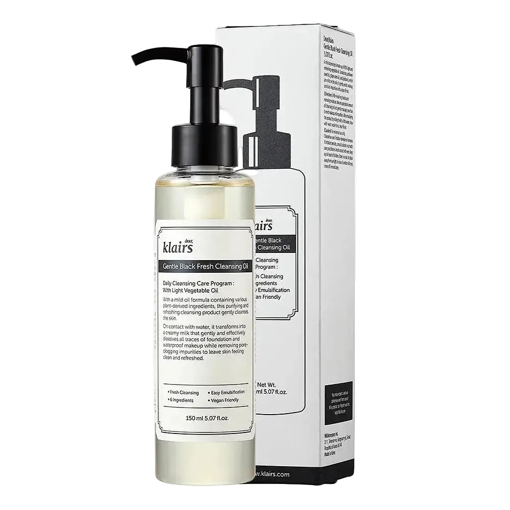 Dear, Klairs Gentle Black Fresh Cleansing Oil for gentle makeup removal and hydration