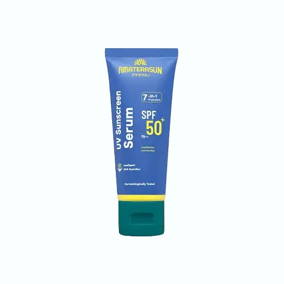 Amaterasun UV Sunscreen Serum SPF 50+ for oily skin with dry-touch finish and blue light protection