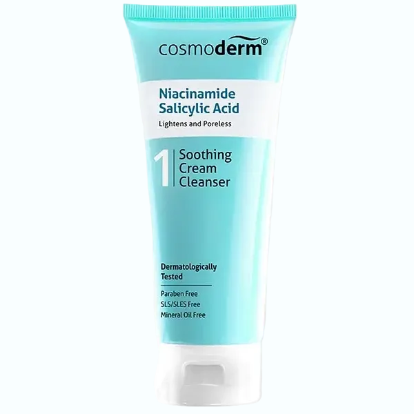 Cosmoderm Niacinamide Salicylic Acid Soothing Cream Cleanser for acne-prone and oily skin
