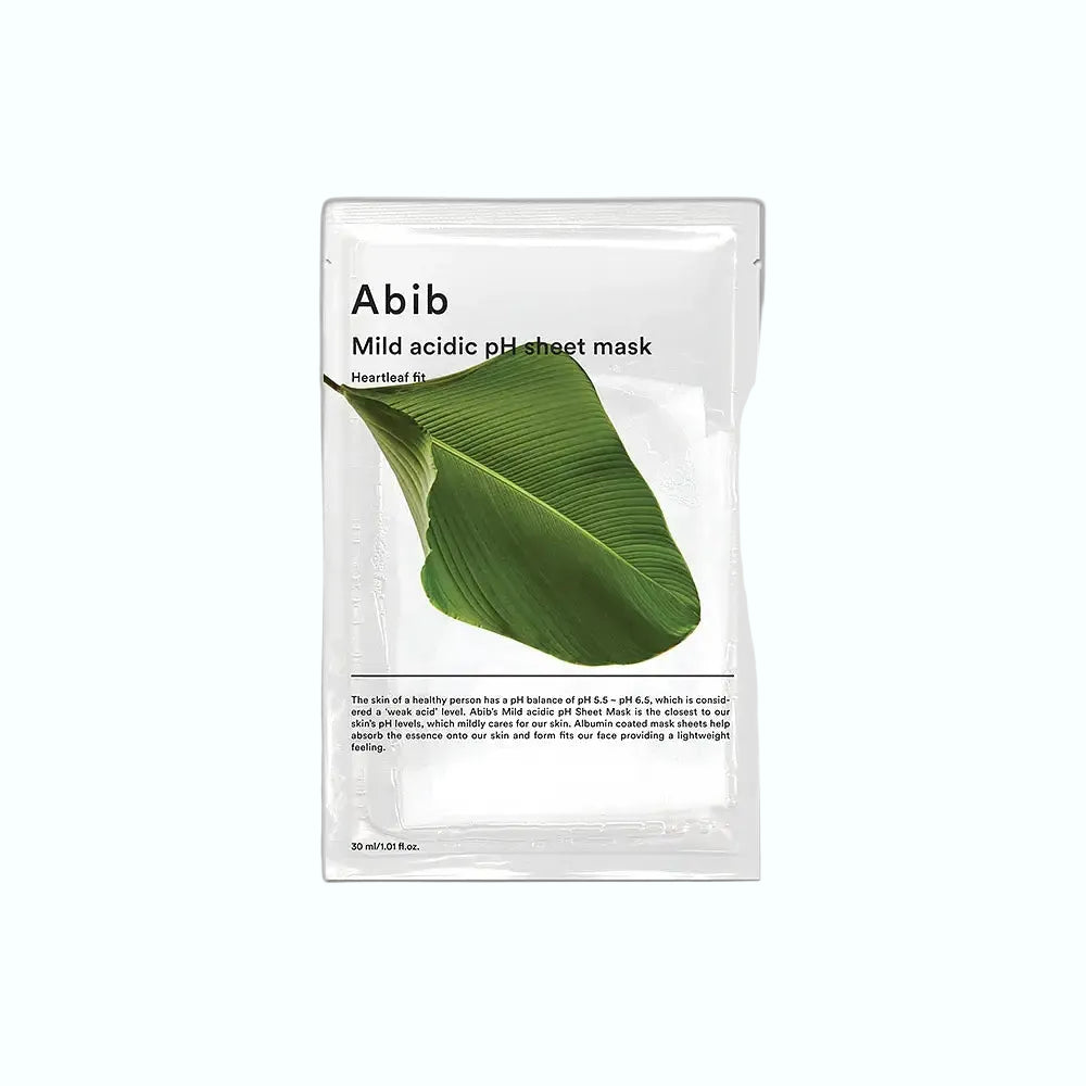 Abib Mild Acidic pH Sheet Mask with heartleaf for sensitive skin soothing and hydration