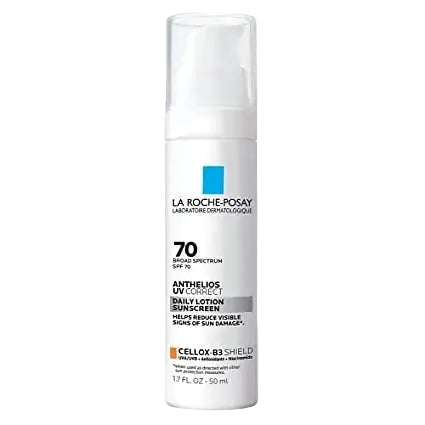 La Roche-Posay Anthelios UV Correct SPF 70 sunscreen with niacinamide for anti-aging sun protection