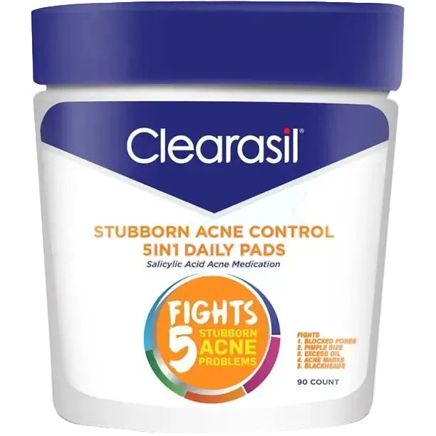 Clearasil Stubborn Acne Control 5in1 Daily Pads with salicylic acid for acne and blocked pores