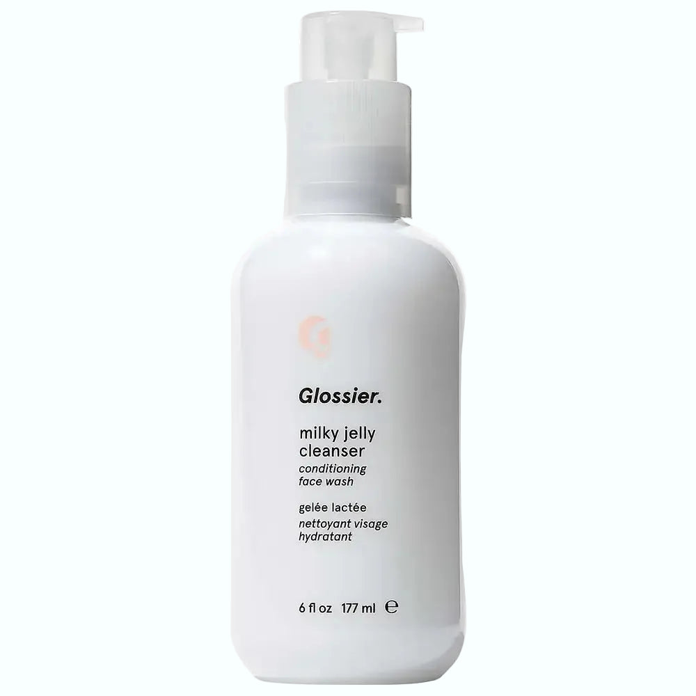 Glossier Milky Jelly Cleanser gentle gel face wash for all skin types with rose water
