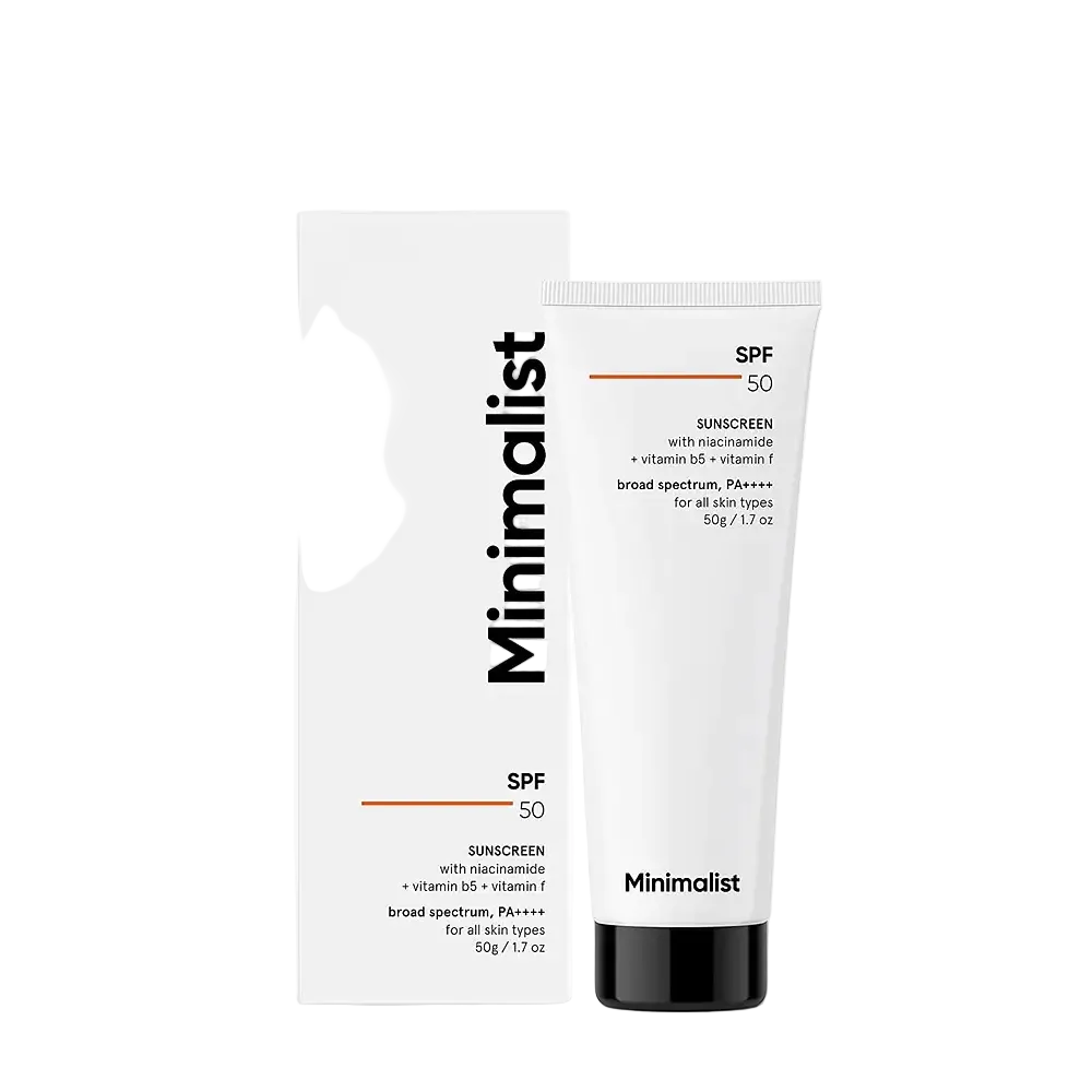 Minimalist SPF 50 PA++++ Sunscreen with multi-vitamins for broad spectrum UV protection