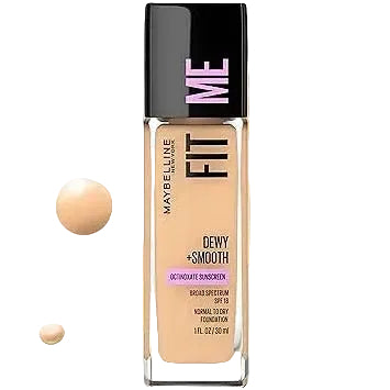 Maybelline Fit Me Dewy + Smooth Foundation with SPF 18 for normal to dry skin hydration and luminous finish