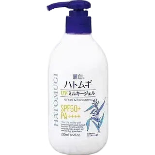 Kumano Cosme Reihaku Hatomugi UV Milky Gel SPF 50+ PA++++ moisturizing Japanese sunscreen for face and body