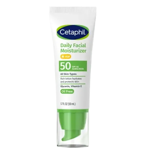 Cetaphil Daily Facial Moisturizer SPF 50 for sensitive skin sun protection and hydration