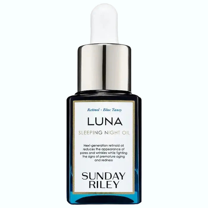Sunday Riley Luna Retinol Sleeping Night Oil blue tansy anti-aging treatment for fine lines and wrinkles