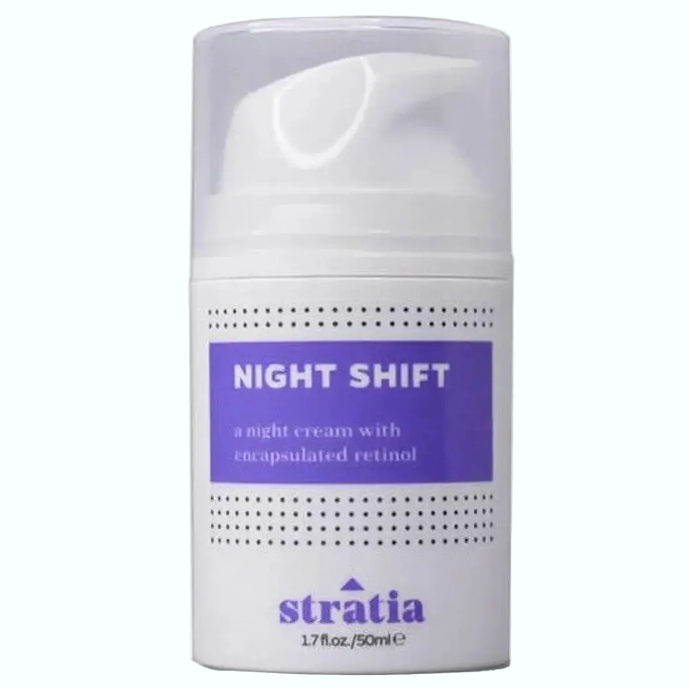 Stratia Night Shift retinol night cream for anti-aging and skin renewal