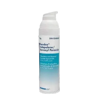 Sandoz Adapalene/Benzoyl Peroxide Topical Gel for acne treatment with retinoid and BPO