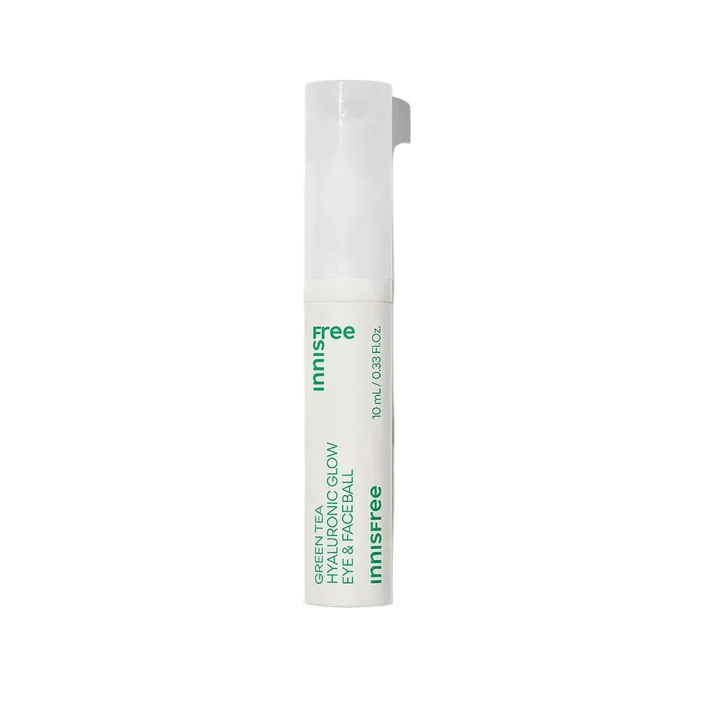 innisfree Green Tea Hyaluronic Glow Eye & Face Ball for hydration and depuffing