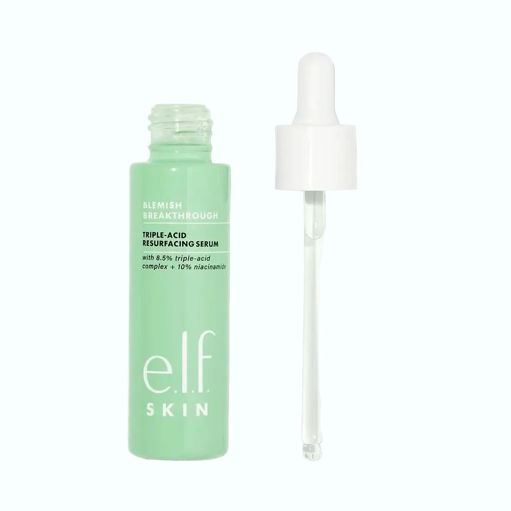 e.l.f. Blemish Breakthrough Triple-Acid Resurfacing Serum for acne and texture smoothing