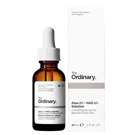 The Ordinary Aloe 2% + NAG 2% Solution serum for post-acne marks and uneven skin tone
