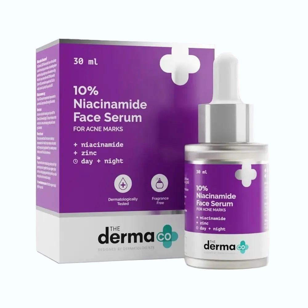 The Derma Co 10% Niacinamide Serum for acne marks, dark spots, and oil control