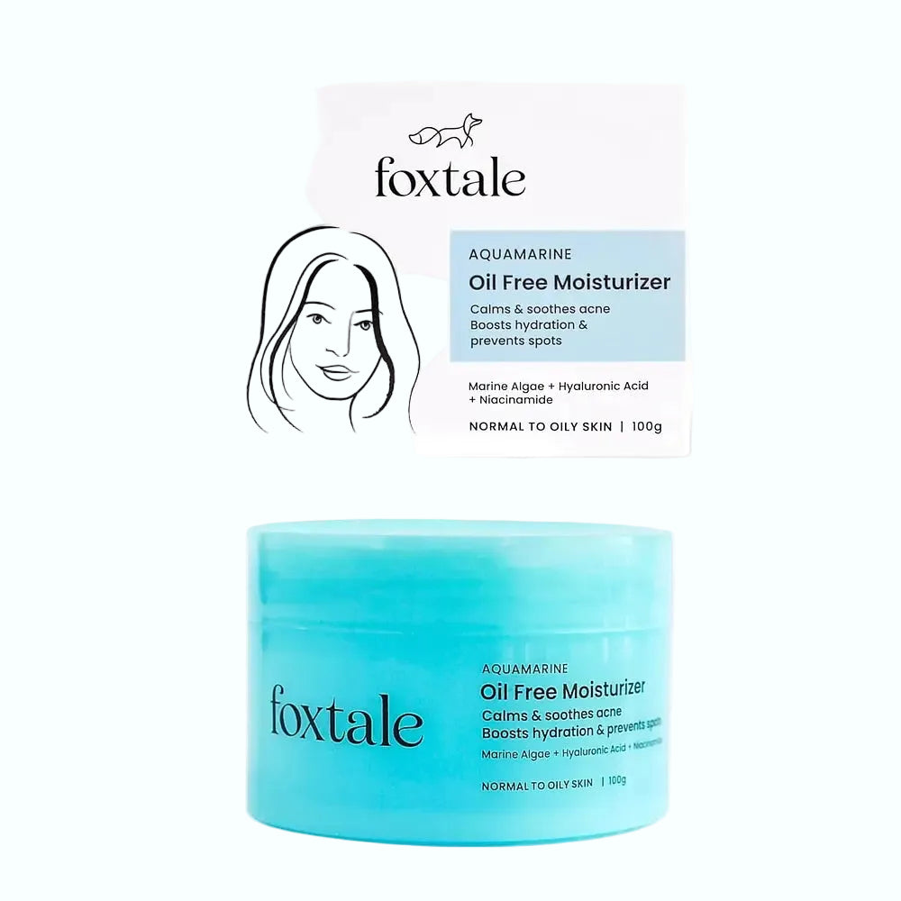 Foxtale Oil Free Moisturizer with hyaluronic acid and niacinamide for hydration and brightening oily skin