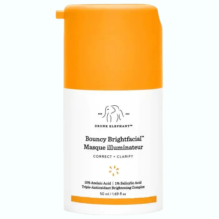 Drunk Elephant Bouncy Brightfacial illuminating mask with vitamin C and azelaic acid for brightening and exfoliation