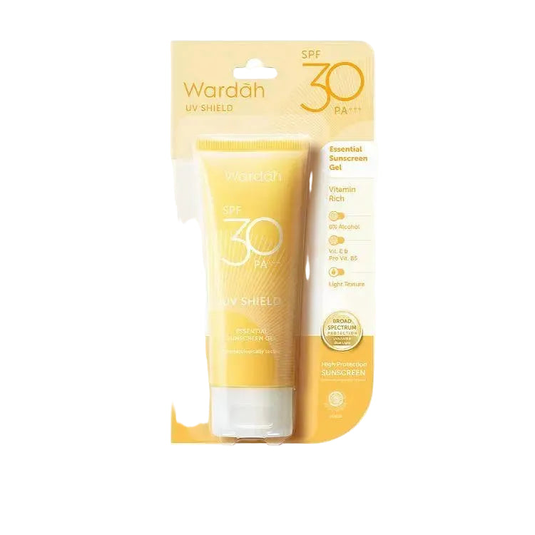 Wardah UV Shield Essential Sunscreen Gel SPF 30 lightweight broad spectrum UVA UVB protection