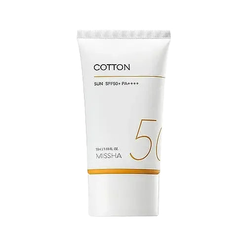 Missha All Around Safe Block Cotton Sun SPF50 PA+++ mineral sunscreen for oily and sensitive skin