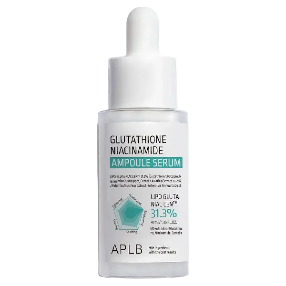 APLB Glutathione Niacinamide Ampoule Serum for brightening and hydrating dull skin with centella