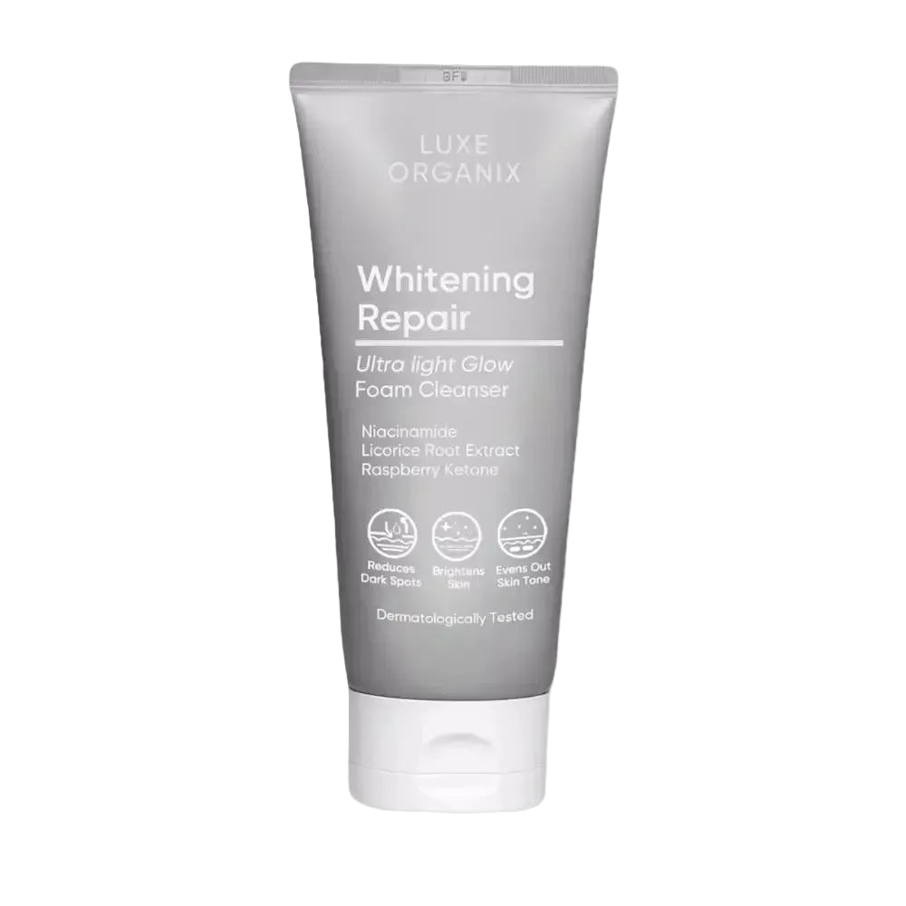 Luxe Organix Whitening Repair Foam Cleanser with niacinamide for brightening and pore control