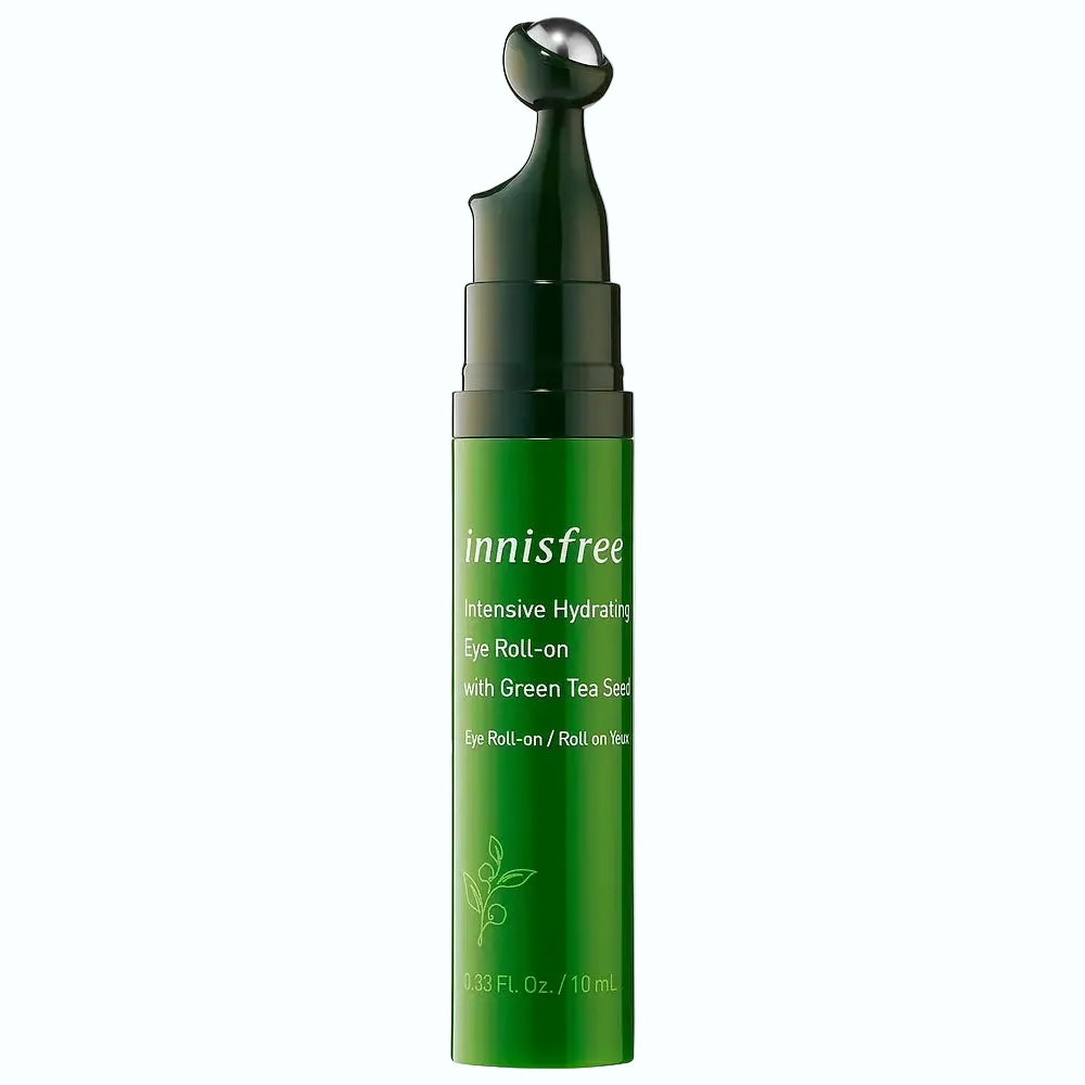 innisfree Intensive Hydrating Eye Roll-On with Green Tea Seed for hydration and depuffing