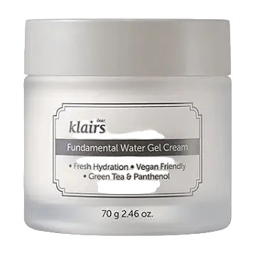 Dear Klairs Fundamental Water Gel Cream lightweight hydrating moisturizer with Jeju green tea water