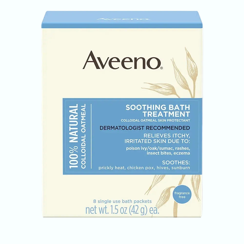 Aveeno Colloidal Oatmeal Soothing Bath Treatment for eczema relief and itchy irritated skin