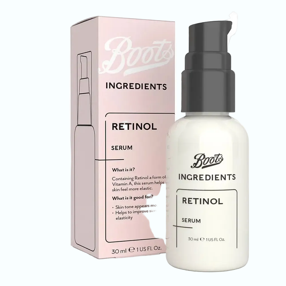 Boots Retinol Serum for anti-aging and improving skin elasticity with retinol and vitamin E