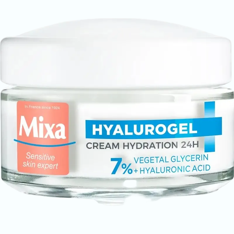 Mixa Hyalurogel Cream 24H with hyaluronic acid for sensitive skin hydration and moisture retention