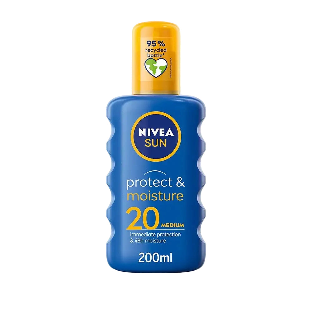 Nivea Sun Protect & Moisture Pump Spray SPF 20 water-resistant body sunscreen with 48h hydration